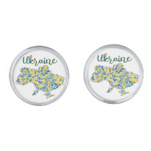 Folkloric pattern and Ukraine typography Cufflinks