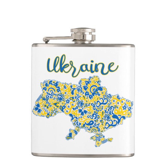 Folkloric pattern and Ukraine typography  Flask (Front)