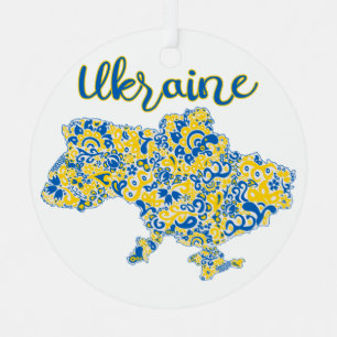 Folkloric pattern and Ukraine typography Metal Ornament