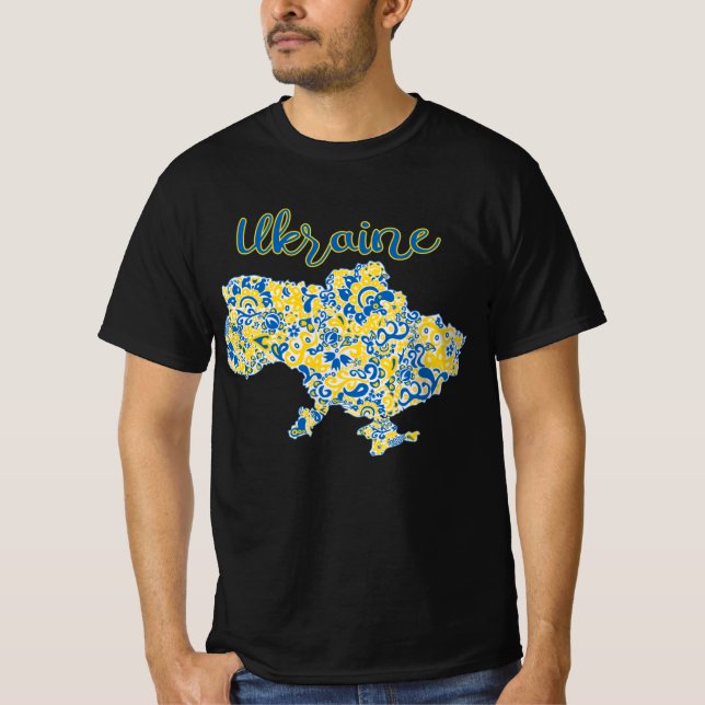Folkloric pattern and Ukraine typography T-Shirt (Front)