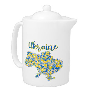 Folkloric pattern and Ukraine typography   Teapot