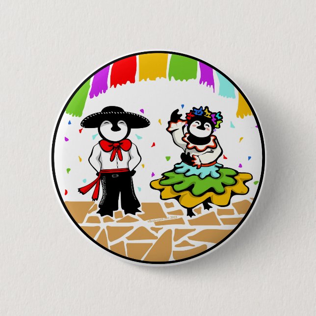 Folklorico Penguins Button (Front)