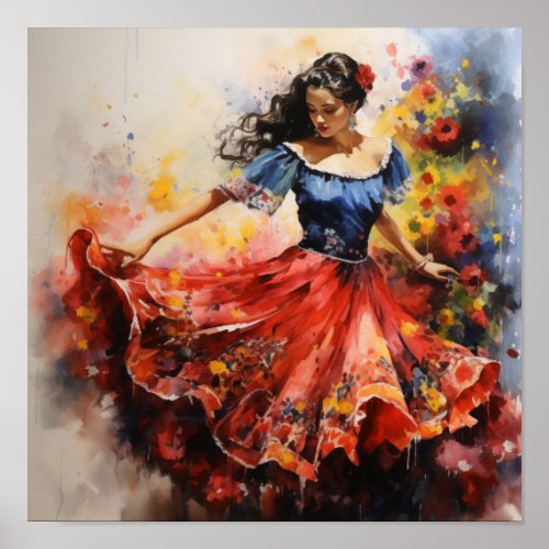 Folklrico Rhythms Vibrant Dance Poster