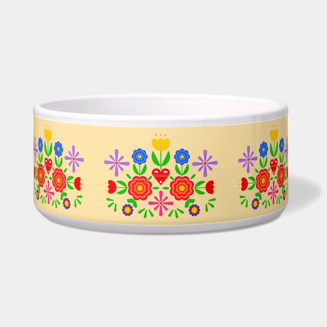 Folkloristic patterns flowers  bowl (Front)