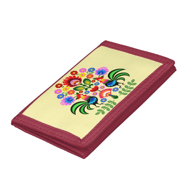 Folkloristic patterns flowers Łowicz Tri-fold Wallet (Bottom)