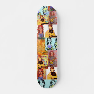 folksinger girls collage skateboard