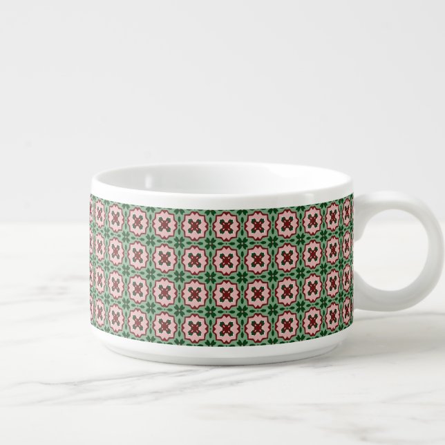 Folksy Bohemian Eclectic Retro Christmas Pattern Bowl (Left)