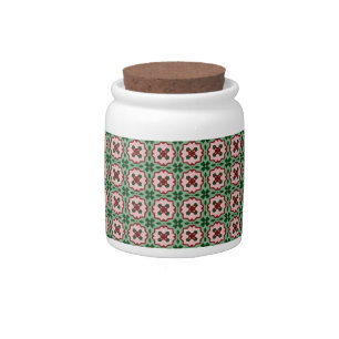 Folksy Bohemian Eclectic Retro Christmas Pattern Candy Jar
