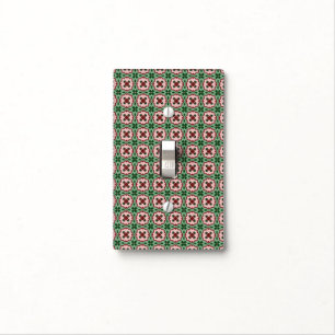 Folksy Bohemian Eclectic Retro Christmas Pattern Light Switch Cover