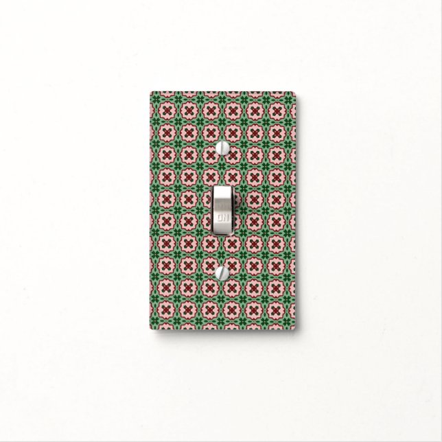 Folksy Bohemian Eclectic Retro Christmas Pattern Light Switch Cover (In Situ)