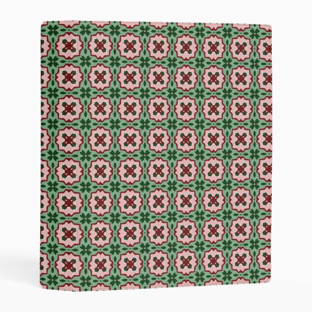 Folksy Bohemian Eclectic Retro Christmas Pattern Mini Binder (Front/Spine)