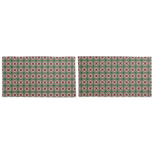Folksy Bohemian Eclectic Retro Christmas Pattern Pillow Case
