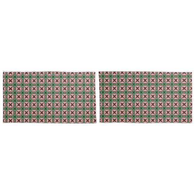 Folksy Bohemian Eclectic Retro Christmas Pattern Pillow Case (Back-Set)