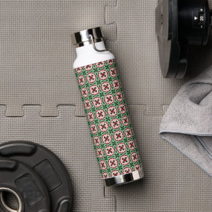 Folksy Bohemian Eclectic Retro Christmas Pattern Water Bottle