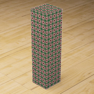 Folksy Bohemian Eclectic Retro Christmas Pattern Wine Box