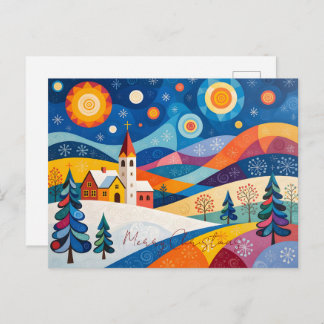 Folksy Christmas Holiday Postcard