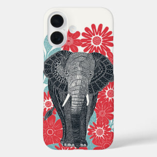 folksy elephant red iPhone 16 case