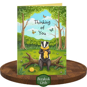 Folksy Forest Badger Crochet Sock Thinking of You  Card