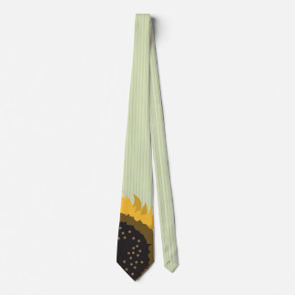 Folksy Green Sunflower Wedding Striped Neck Tie