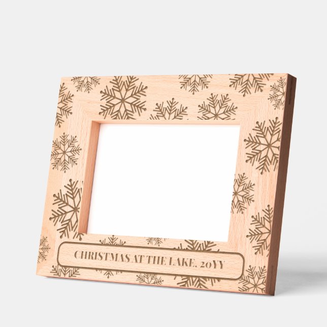Folksy Nordic Snowflake Winter Christmas Your Text Engraved Frames (Left)