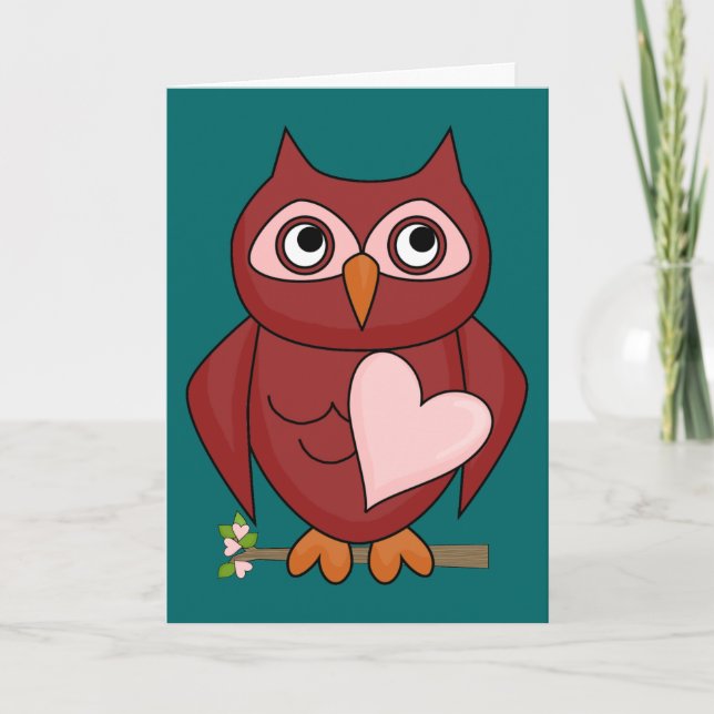 Folksy Red Owl - Graduation Congrats Card (Front)