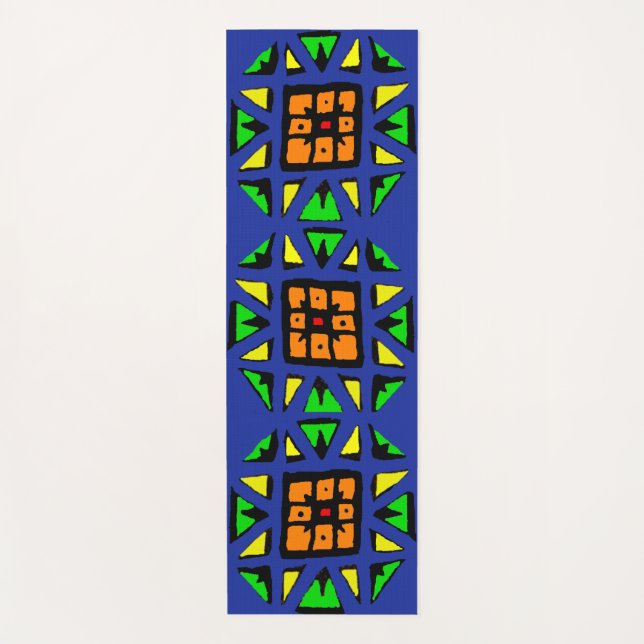 folky abstract print yoga mat (Front)