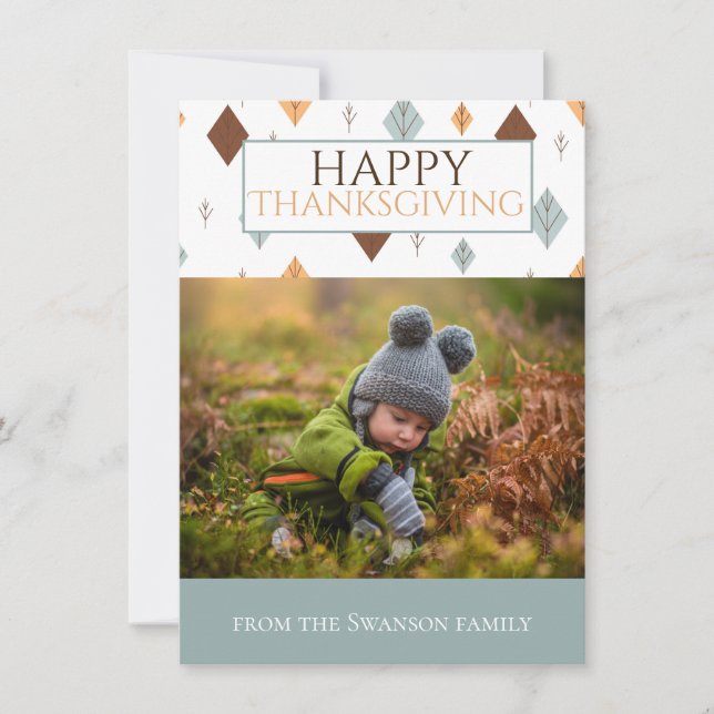 Folky Fall Photo Holiday Card (Front)