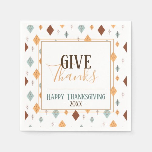 Folky Fall Thanksgiving Personalized Napkins