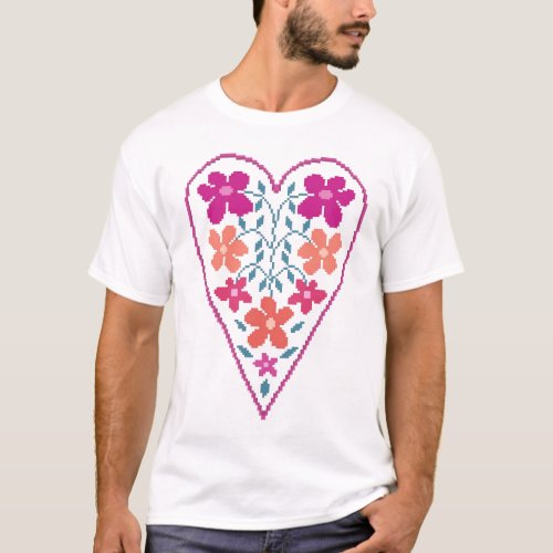 Folky Floral Heart T_Shirt