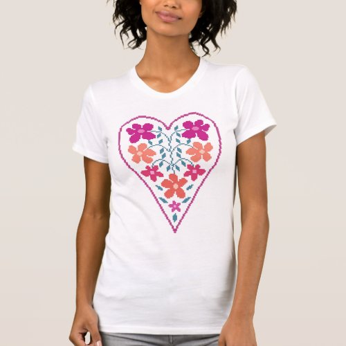 Folky Floral Heart Tee Shirt