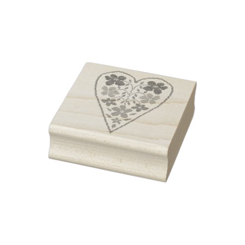 Folky Floral Heart Wood Art Stamp