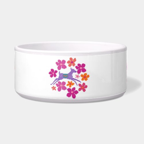 Folky Floral Mod Ceramic Pet Bowl