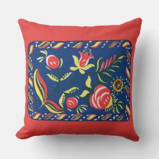 folky Pennsylvania Dutch motif Throw Pillow