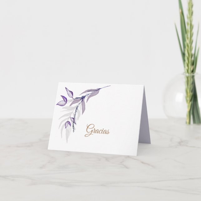 Follaje púrpura elegante simple thank you card (Front)