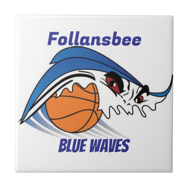 Follansbee Blue Waves Basketball  Ceramic Tile (Front)