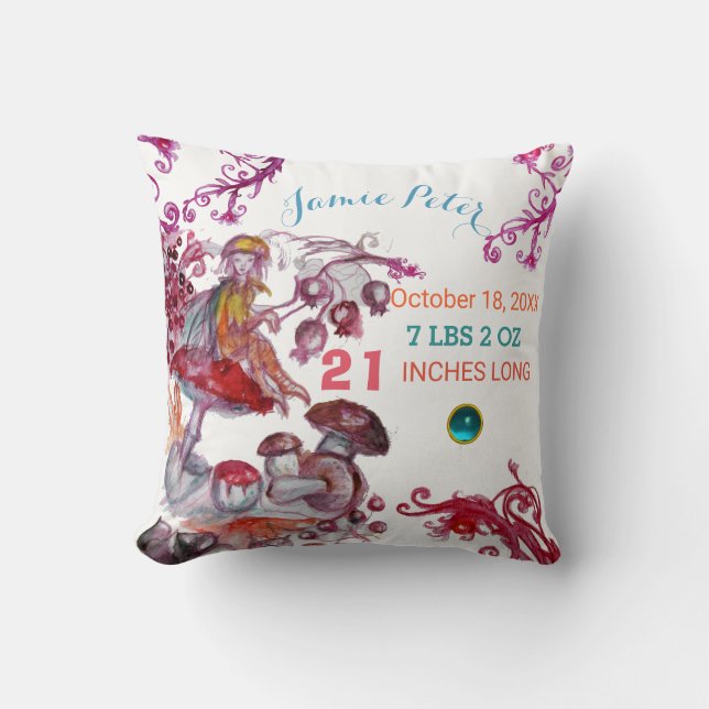 FOLLET OF MUSHROOMS BOY BABY SHOWER Baby Status Throw Pillow (Front)