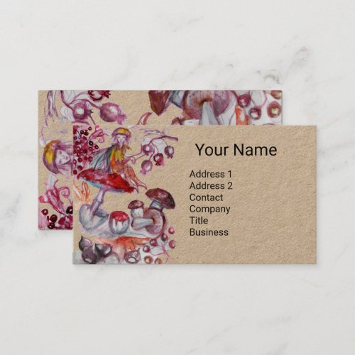 FOLLET OF MUSHROOMS Red White Floral Fantasy Kraft Business Card
