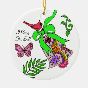Follicular lymphoma bell ribbon ceramic ornament