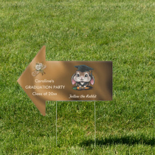 Follow Floral Rabbit Graduation 2025 Yard Sign