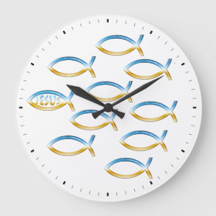 Follow Him - Christian Fish Symbol Large Clock