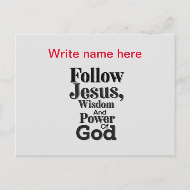 Follow Jesus Personalized  Postcard (Front)