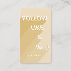 Follow, Like & Share Golden Social Media Photo Business Card