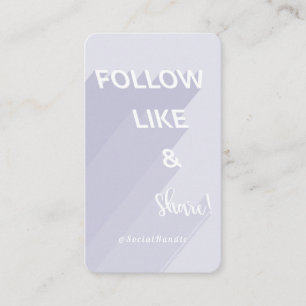 Follow, Like & Share Periwinkle Social Media Photo Business Card