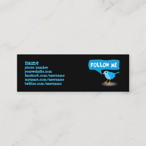 Follow Me Blue Bird Slim Profile Business Cards