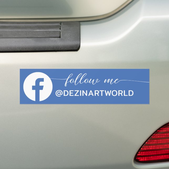 Follow Me Facebook Social Media Page Black White Bumper Sticker (On Car)