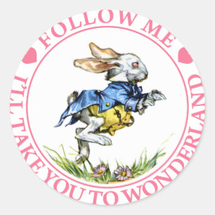 FOLLOW ME - I'LL TAKE YOU TO WONDERLAND! CLASSIC ROUND STICKER