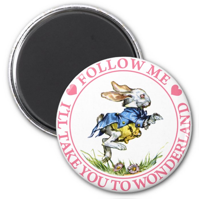 FOLLOW ME   I'LL TAKE YOU TO WONDERLAND FRIDGE MAGNET