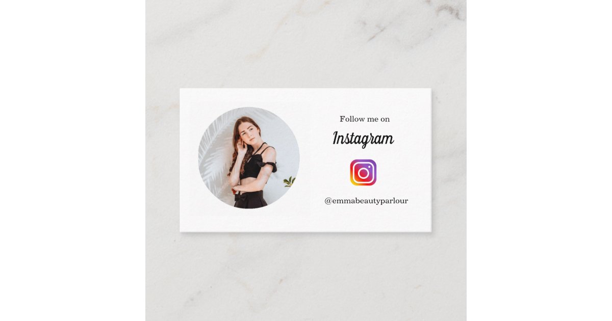 follow me Instagram business/personal minimalist Calling Card Zazzle com