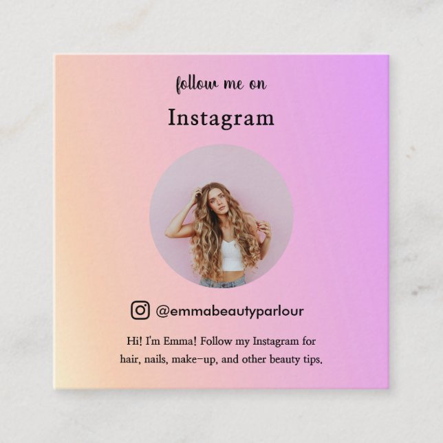 follow me Instagram business/personal trendy Calling Card (Front)