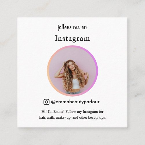 follow me Instagram businesspersonal trendy Calling Card